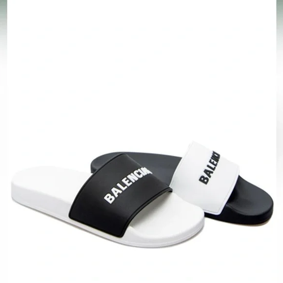 Balenciaga | Shoes | Balenciaga Pool Slideslogo White Black  display picture 2